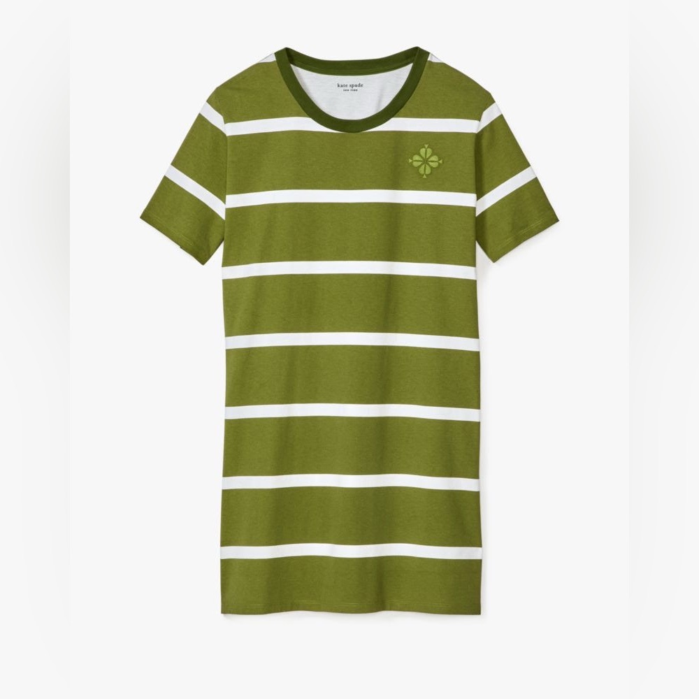 Kate Spade Montauk Stripe T-Shirt Dress XXL Fairytale Green & Fresh White